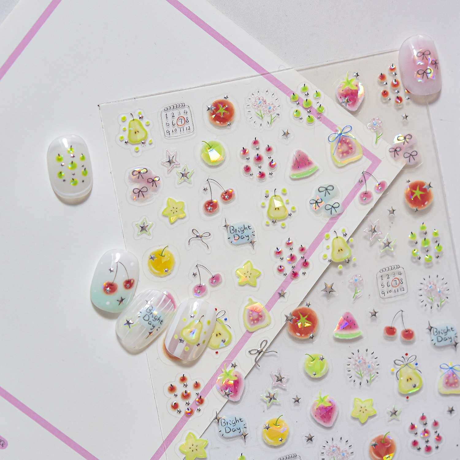 Nail Art Red Cherry - Summer Fruit Soda 5D Nail Stickers