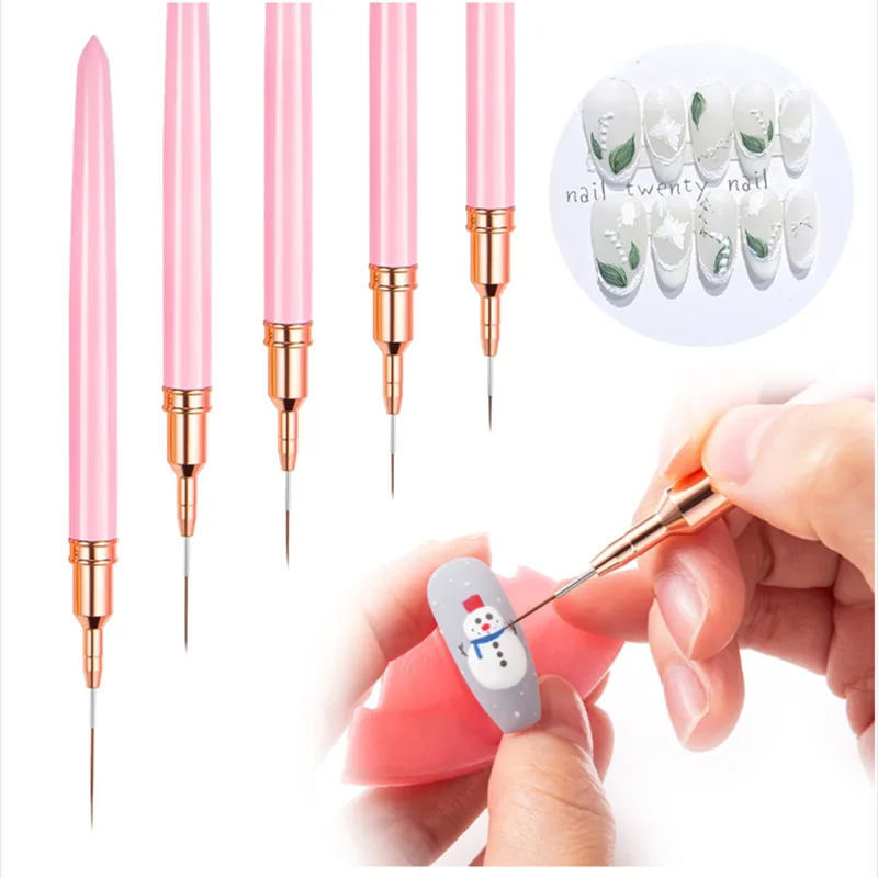 Nail Fan Brush - 5pc/1set Nail Art Liner Brushes Long
