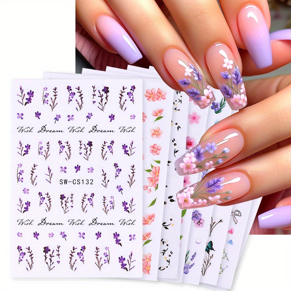 Nail Art Trend 2026 - 8pcs Spring Theme Flowers Nail Art