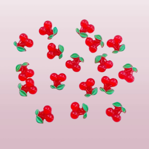 Nail Art Red Cherry - 50Pcs Cute Mini Fruit Red Cherry