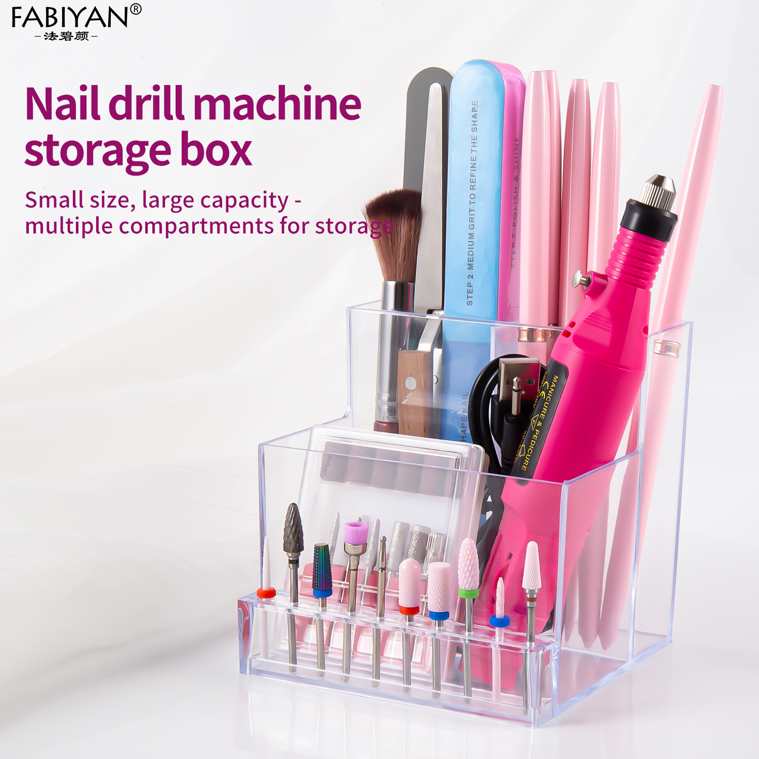 Nail Drill Machine - ABS Transparent Acrylic Nail Tools Organizer