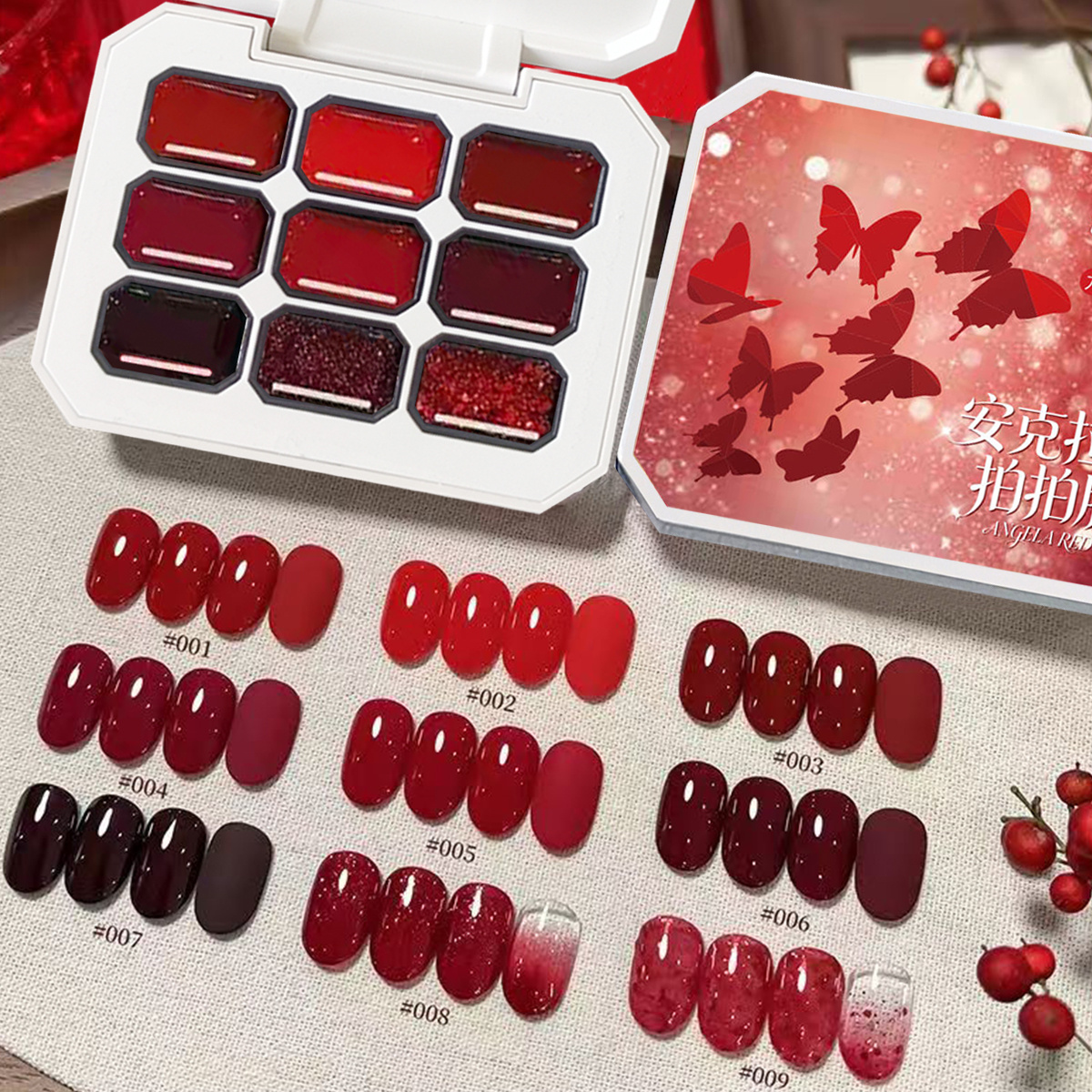 1pc 9-color red solid nail pol - đánh giá và giá Nail Art Red Cherry