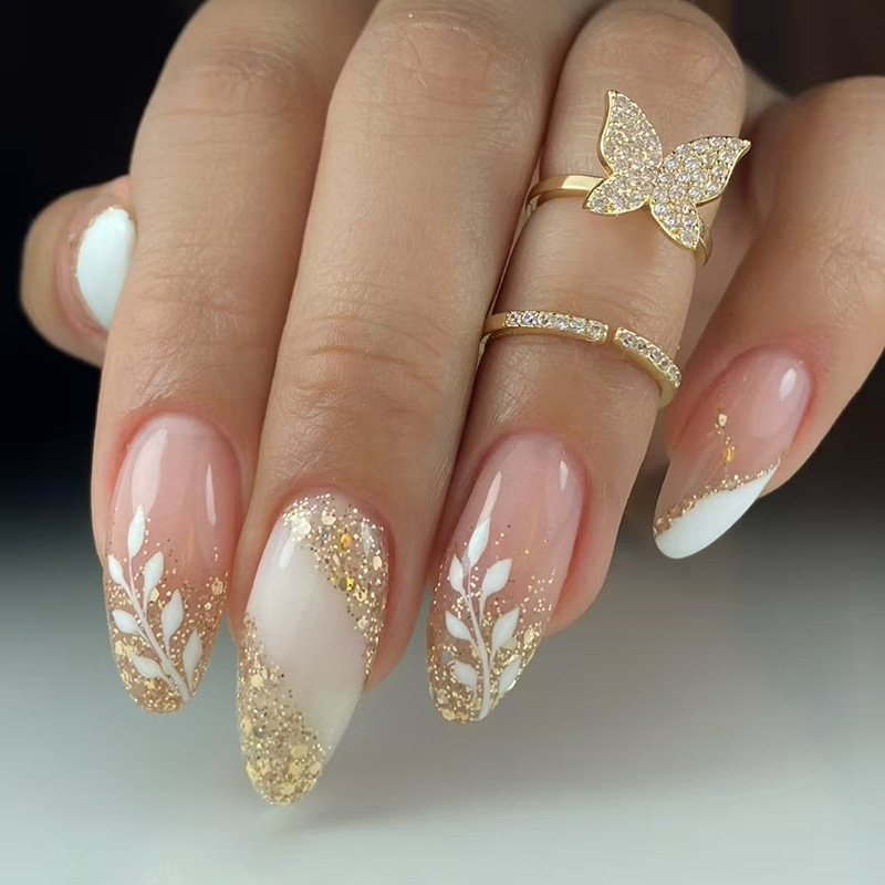 24pcs Gilded Flower Press on N - đánh giá và giá Nail Art Simple