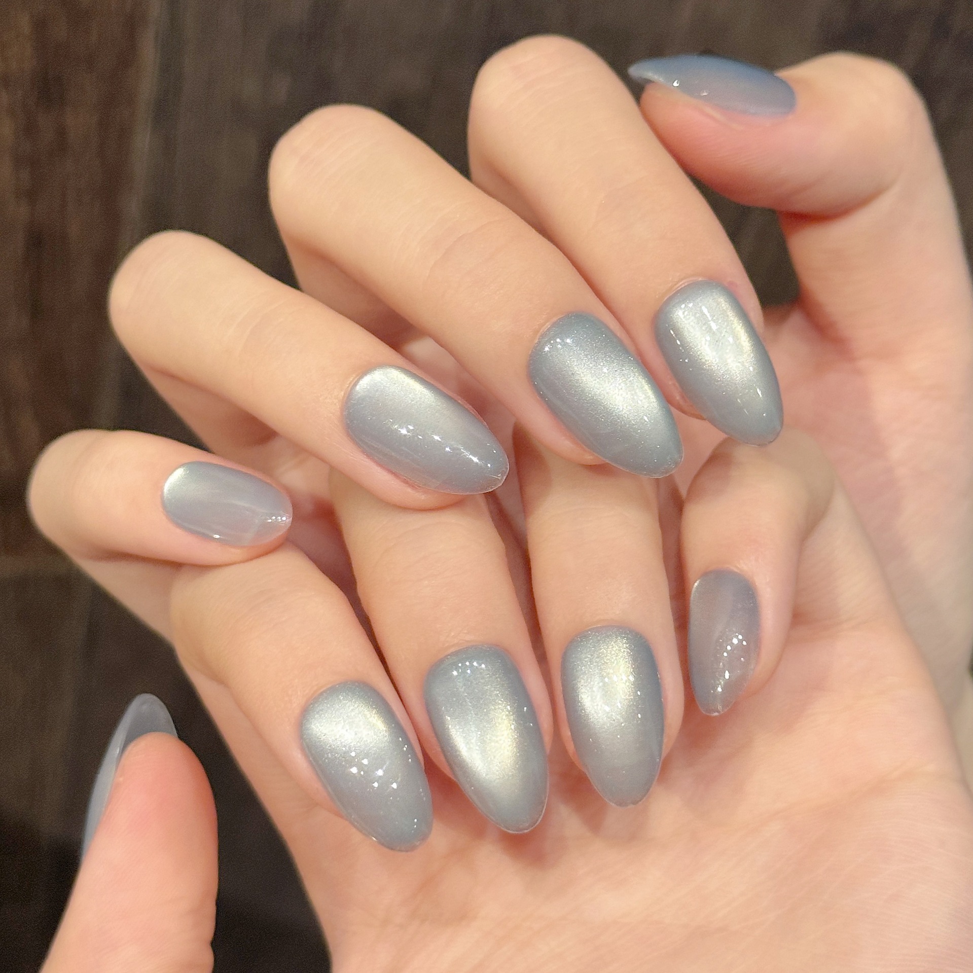 10Pcs Blue Cat Eye French Shor - đánh giá và giá Nail Art Simple