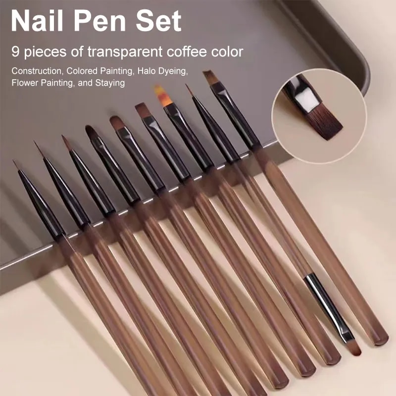 9PCS UV Gel Nail Brush Liner D - đánh giá và giá Nail Fan Brush