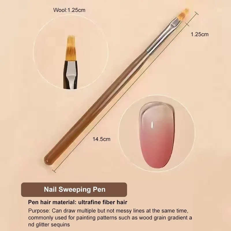 9PCS UV Gel Nail Brush Liner D - đánh giá và giá Nail Fan Brush