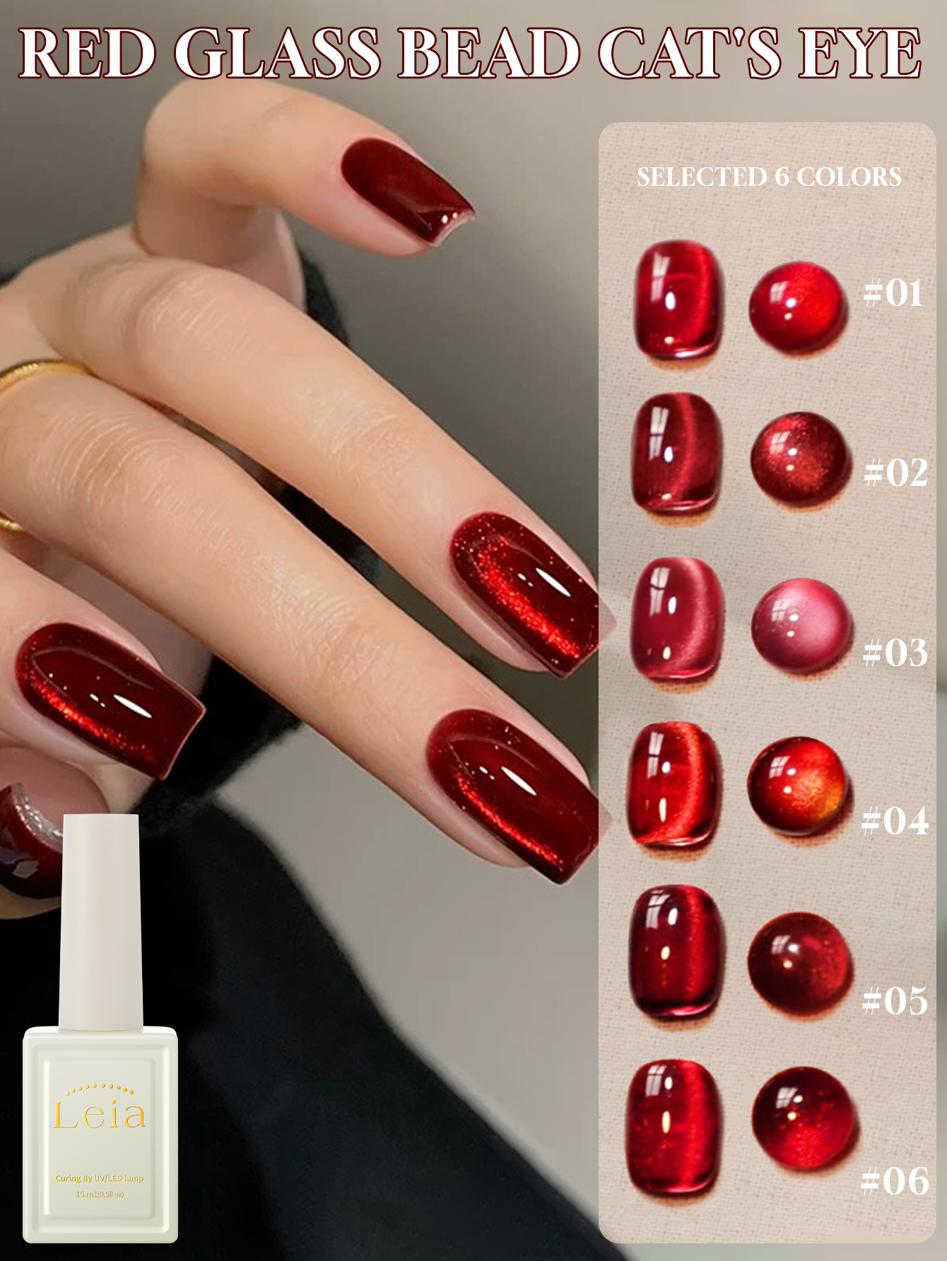 1-6pcs 15ml Autumn and Winter  - đánh giá và giá Nail Art Red Cherry
