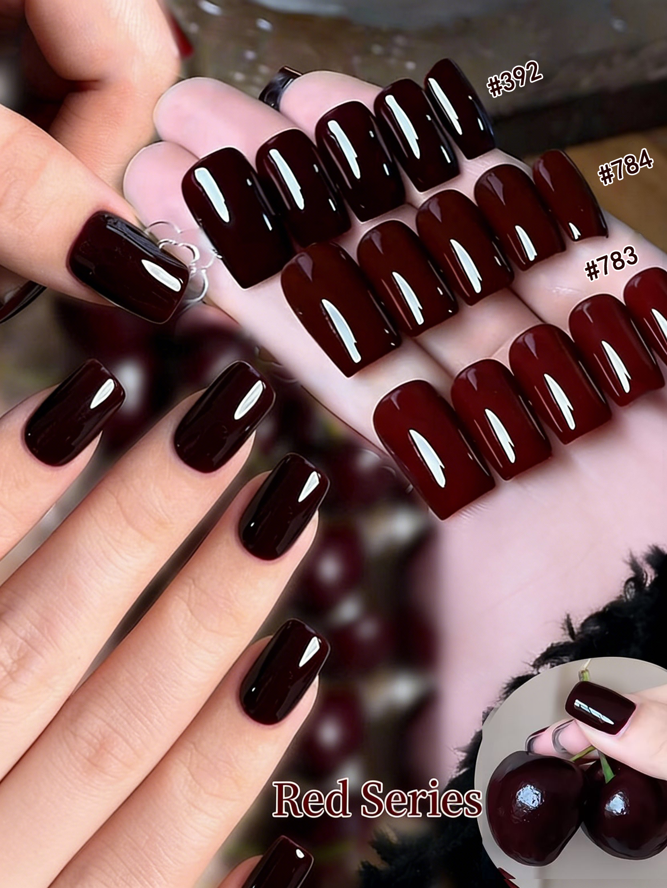 New autumn and winter collecti - đánh giá và giá Nail Art Red Cherry