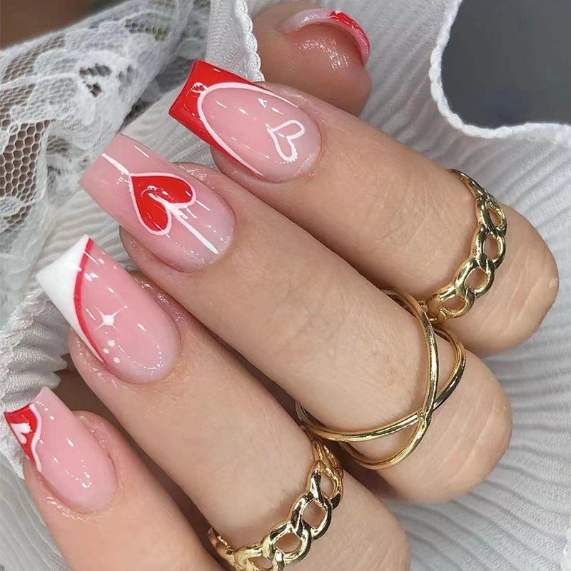 24Pcs Simple Pink White Gradie - đánh giá và giá Nail Art Simple