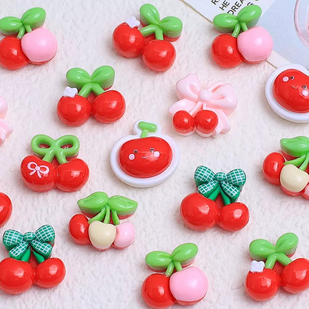 20Pcs Cute Mini cartoon with v - đánh giá và giá Nail Art Red Cherry