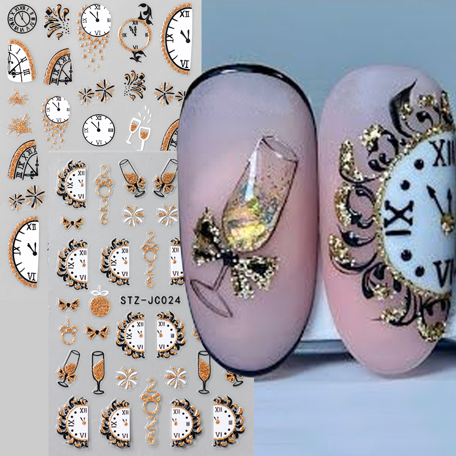 2 pcs 3D New Year Clock Firewo - đánh giá và giá Nail Art Old Money