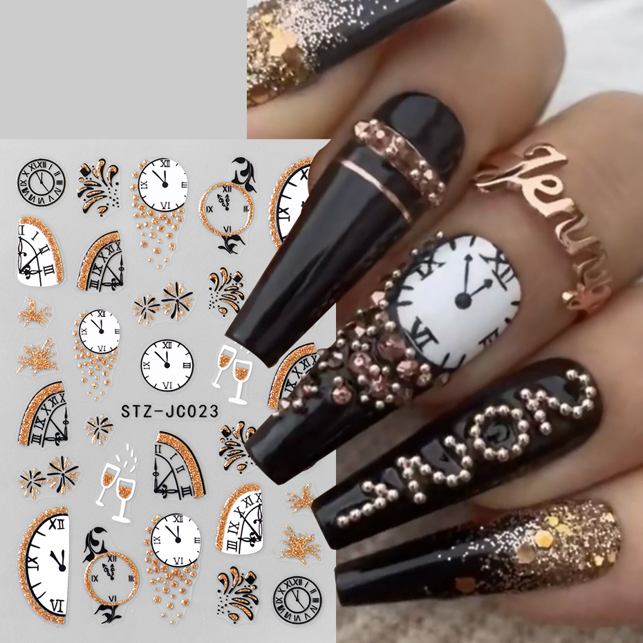 2 pcs 3D New Year Clock Firewo - đánh giá và giá Nail Art Old Money