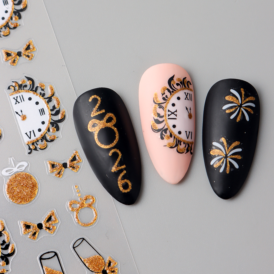 2 pcs 3D New Year Clock Firewo - đánh giá và giá Nail Art Old Money