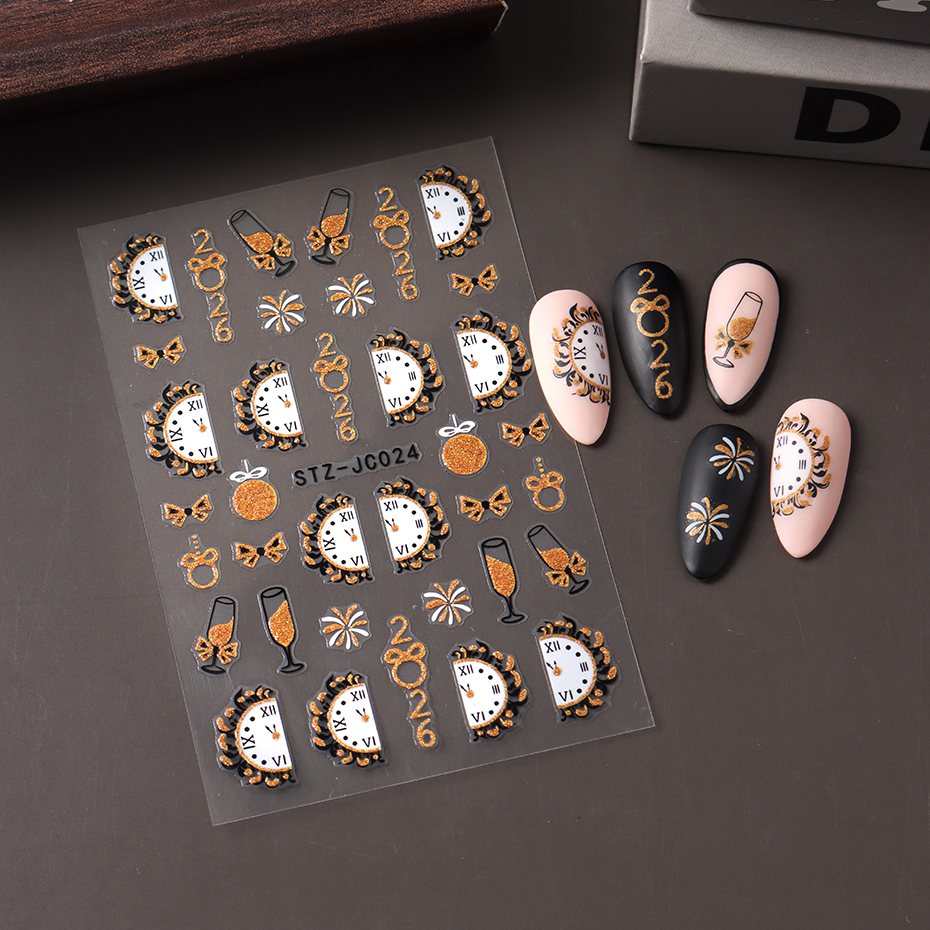 2 pcs 3D New Year Clock Firewo - đánh giá và giá Nail Art Old Money