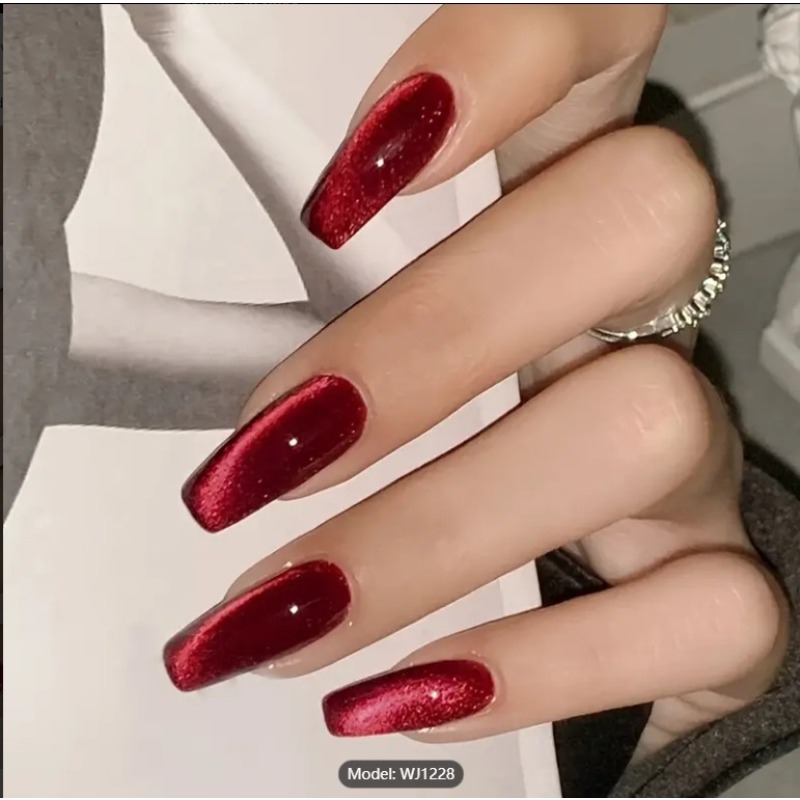 24Pcs Red Cat's Eye Wearing Na - đánh giá và giá Nail Art Red Cherry