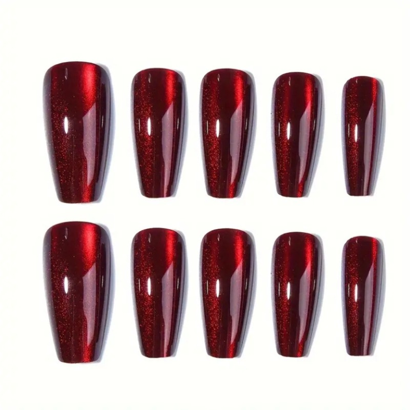 24Pcs Red Cat's Eye Wearing Na - đánh giá và giá Nail Art Red Cherry