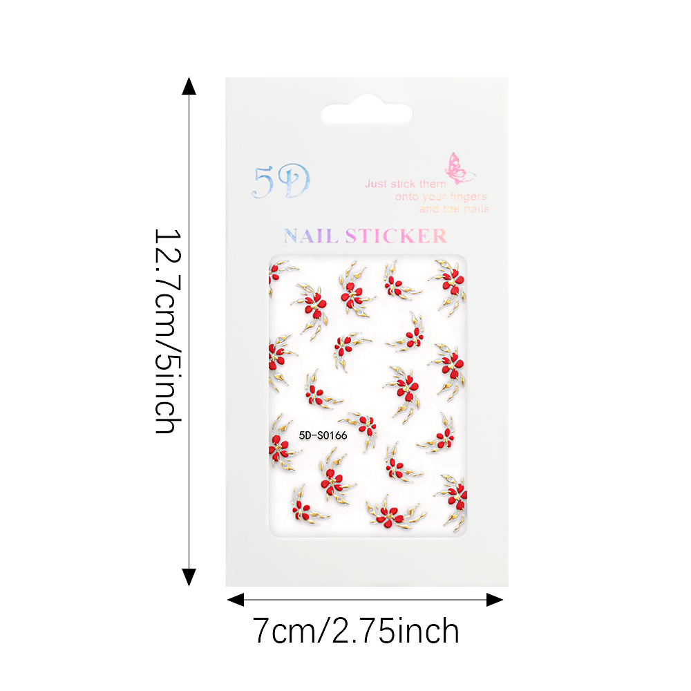 1pcs Red Plum Blossoms Gilded  - đánh giá và giá Nail Art Old Money