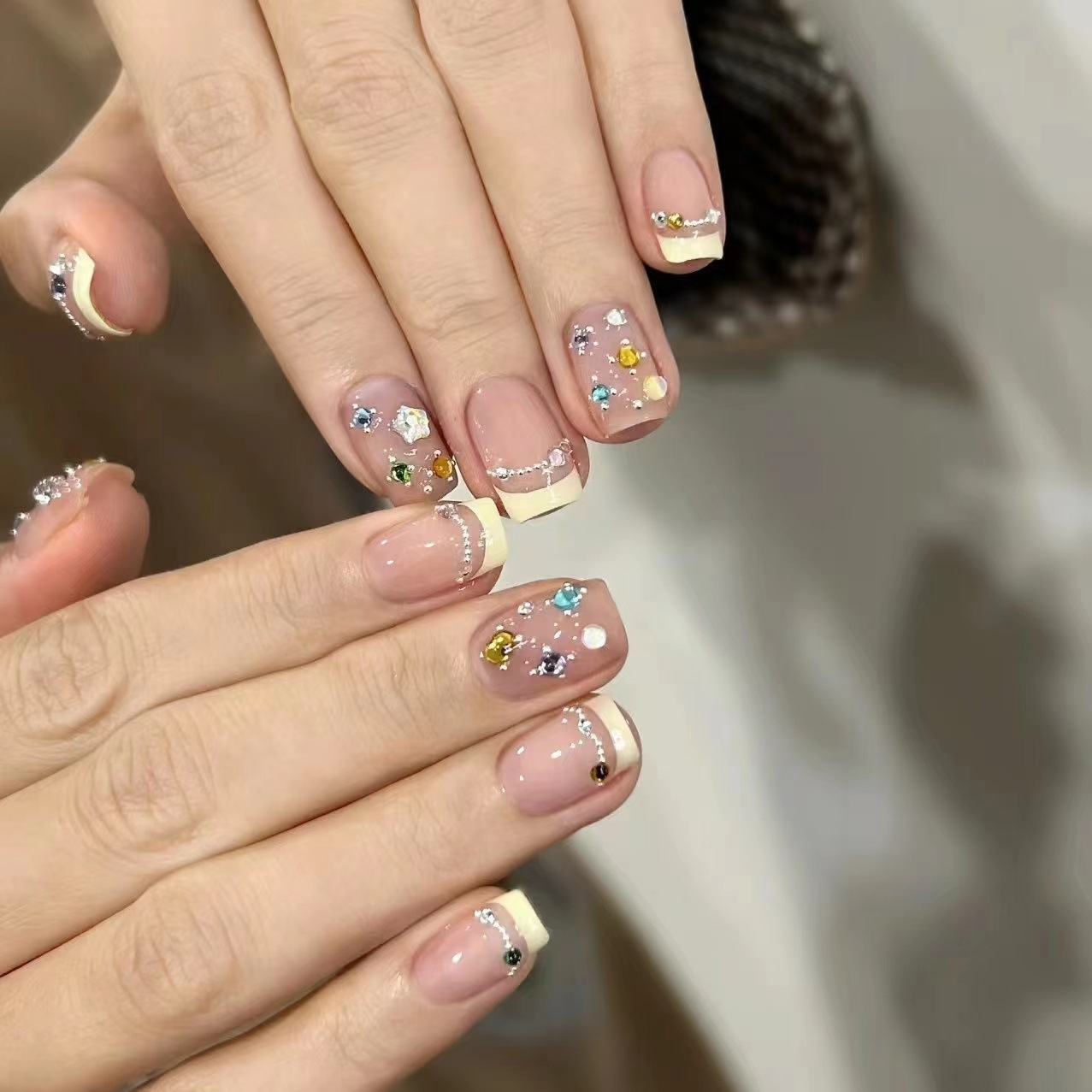 10Pcs Short Square French Hand - đánh giá và giá Nail Art Simple