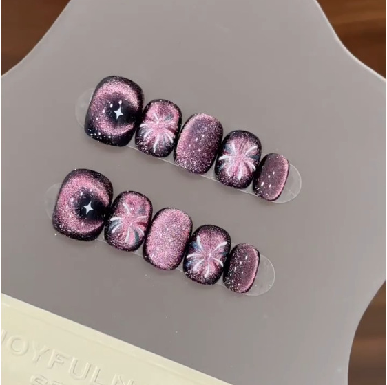 10Pcs Purple Short Round Head  - đánh giá và giá Nail Art Simple