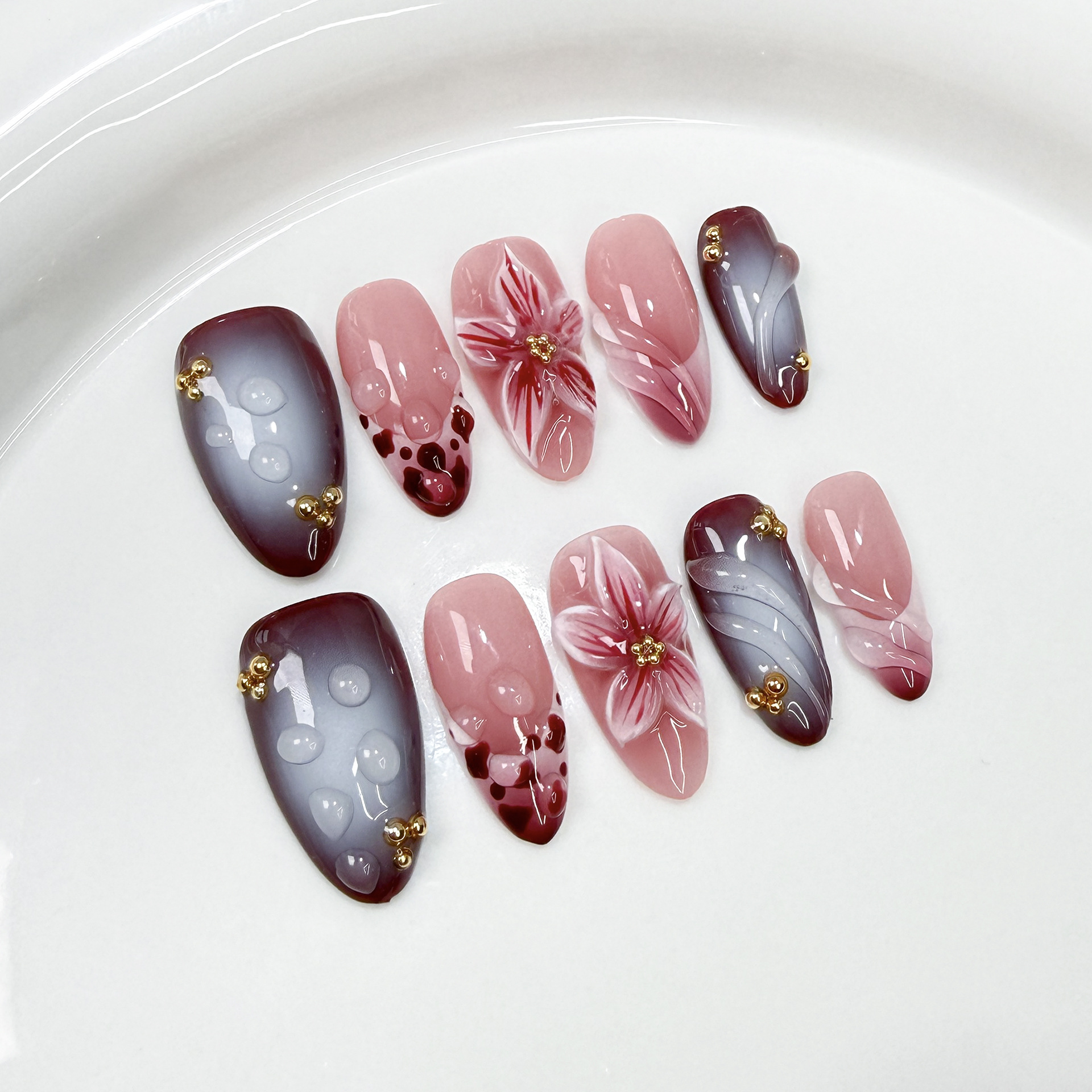 10Pcs Handmade Elegant French  - đánh giá và giá Nail Art Motif