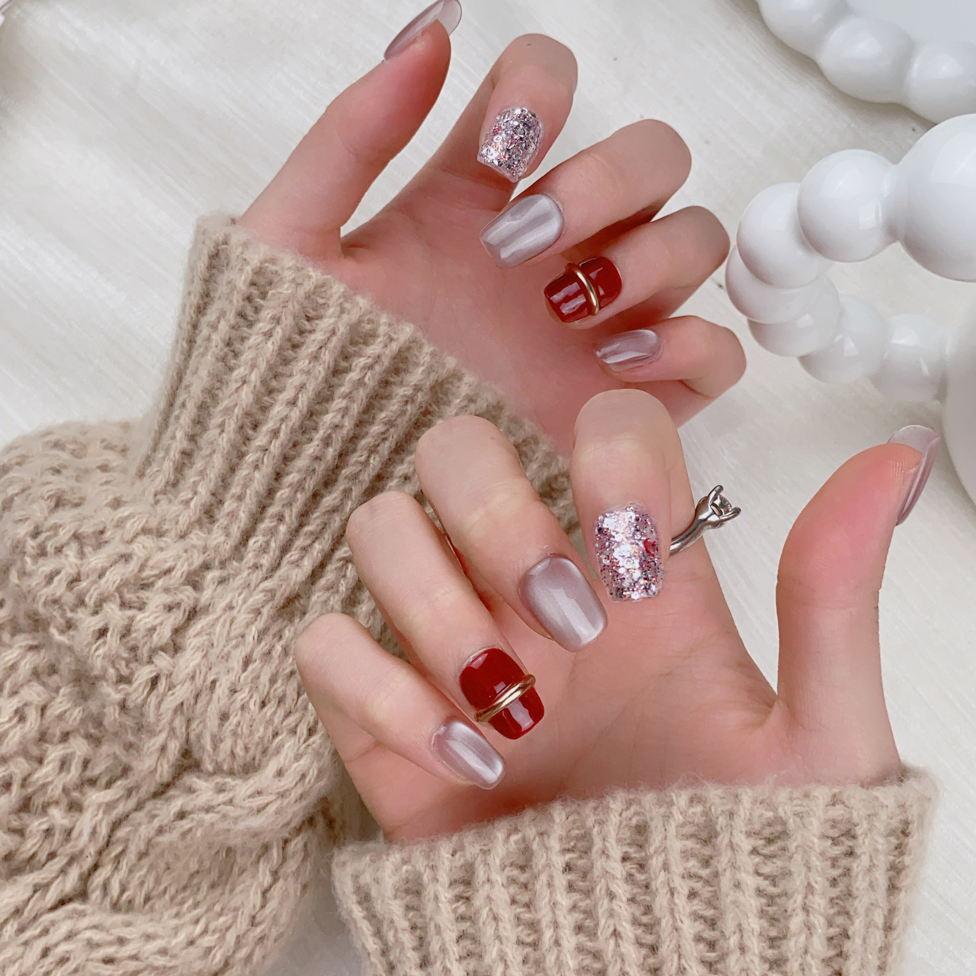 10PCS Light Luxury Short Squar - đánh giá và giá Nail Art Simple