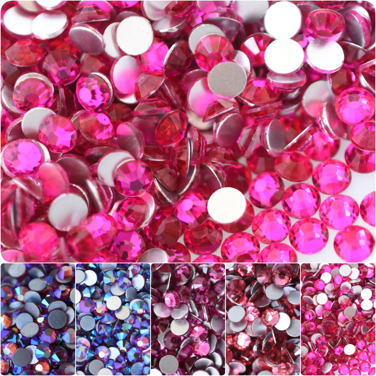 Glass Red 1440PCS SS16 SS20 Ro - đánh giá và giá Nail Art Fuchsia