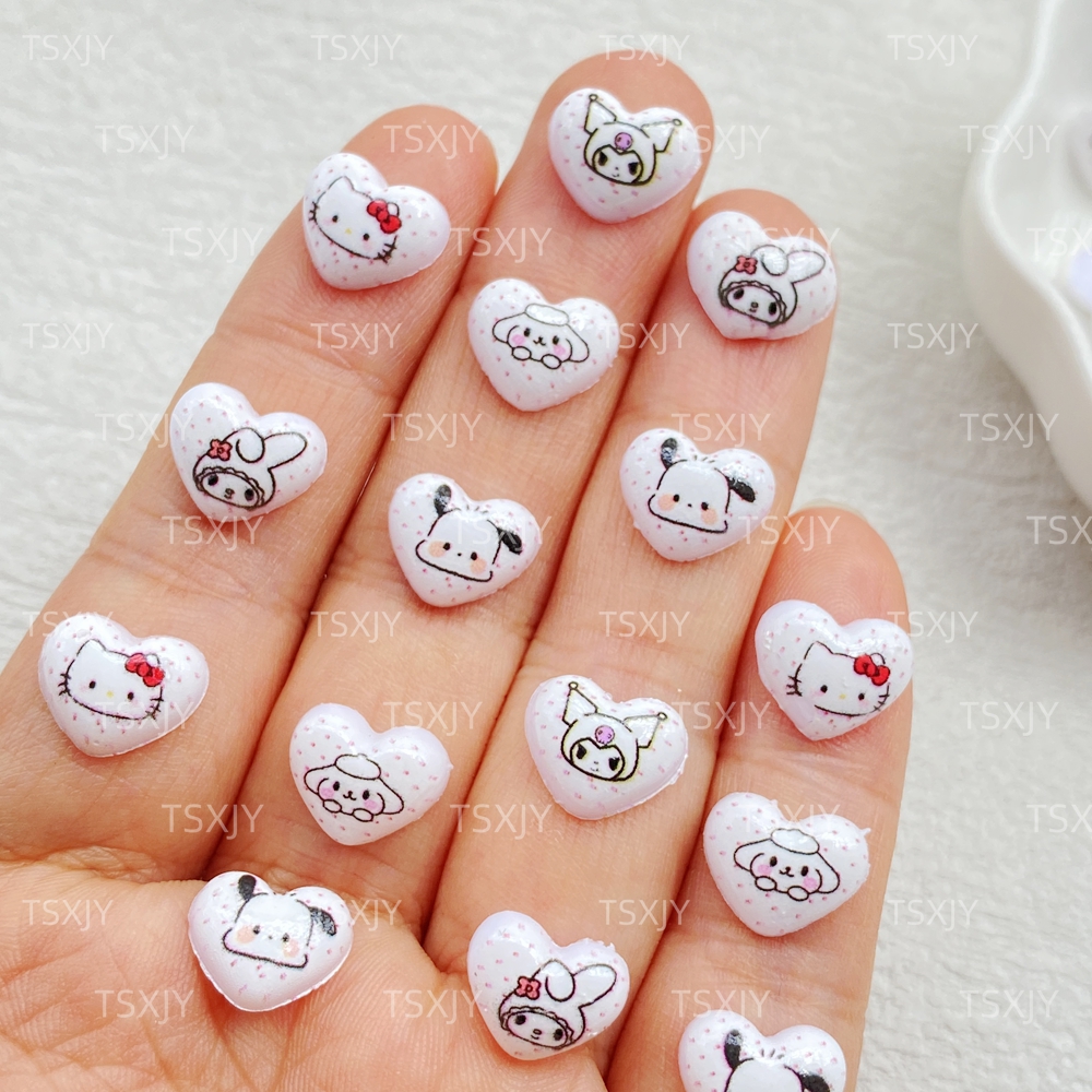 50PCS Mini Cartoon Heart Shape - đánh giá và giá Nail Art Motif