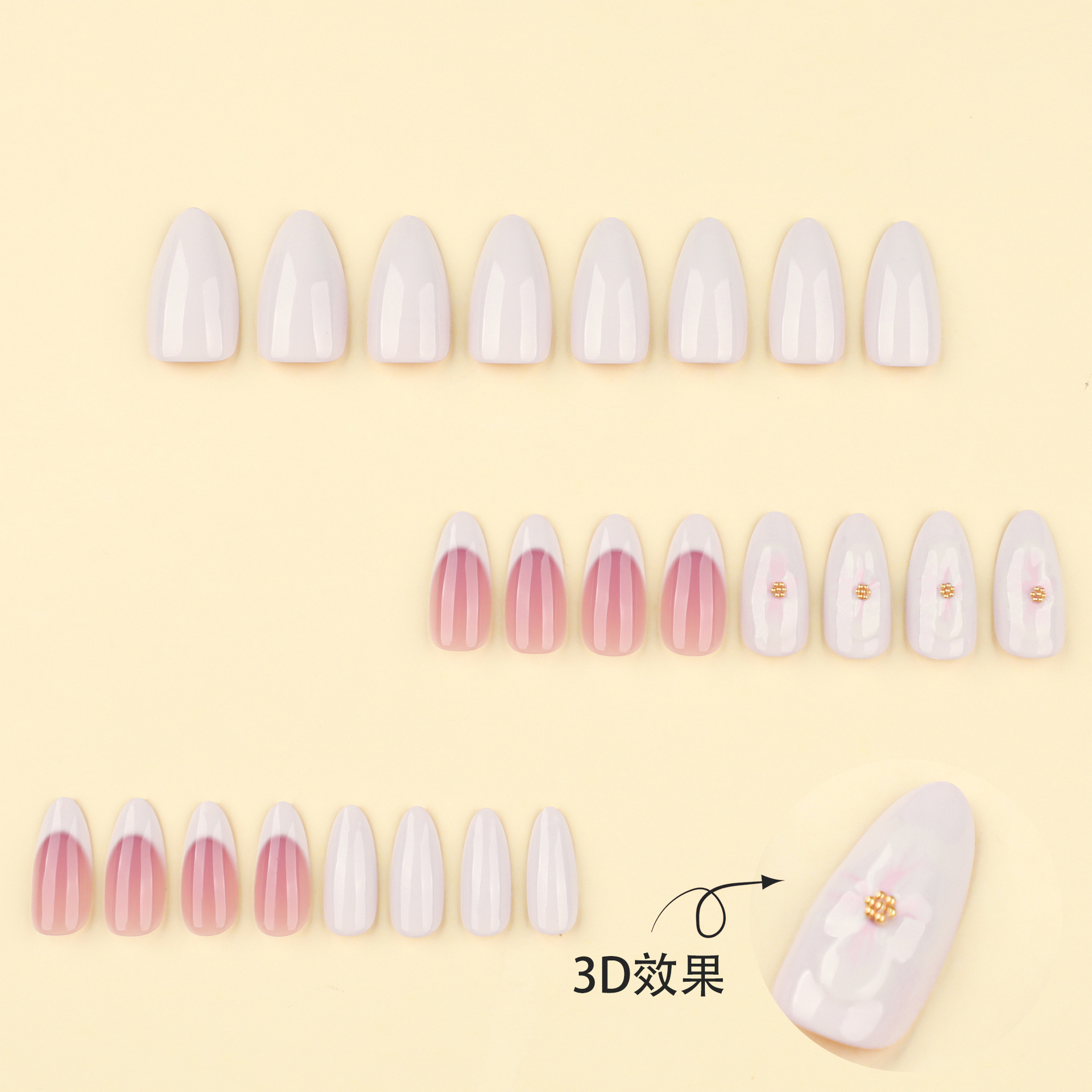 3D French White Dressing Armor - đánh giá và giá Nail Art Simple